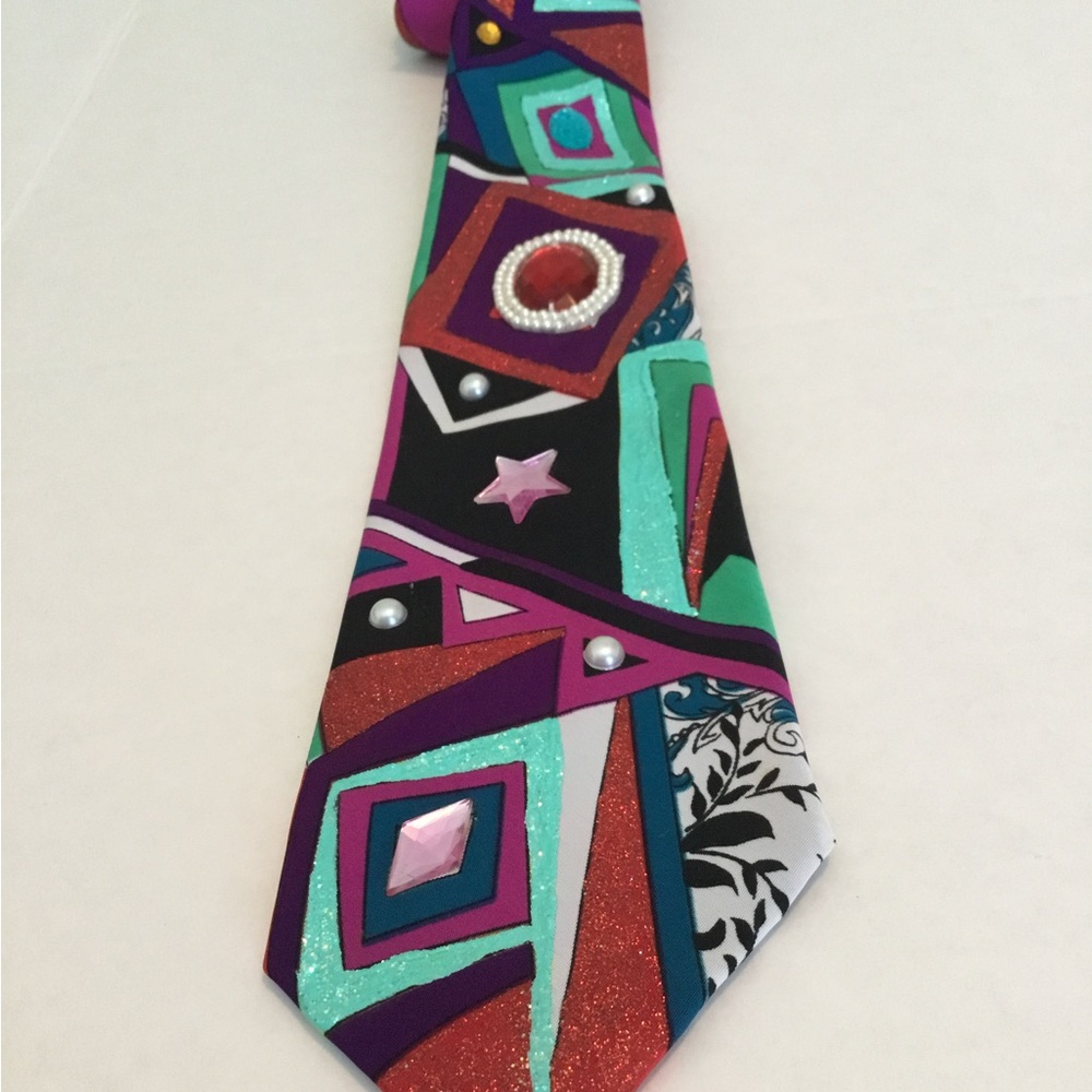 Multicolor Geometric Pattern Tie - Picture 2 of 14